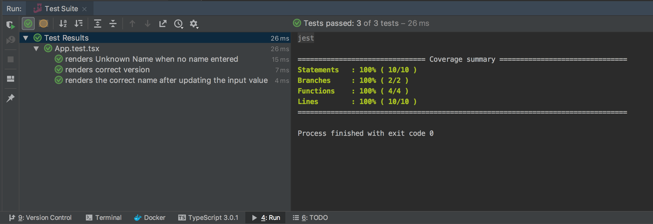 Jest Results with Code Coverage