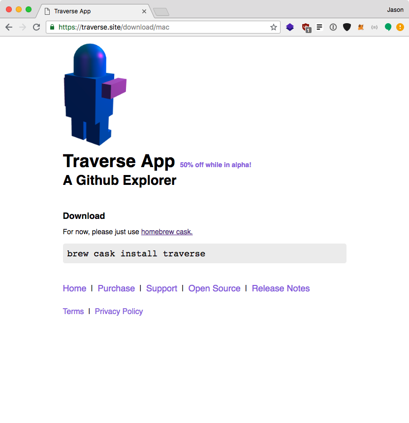 Traverse website download page